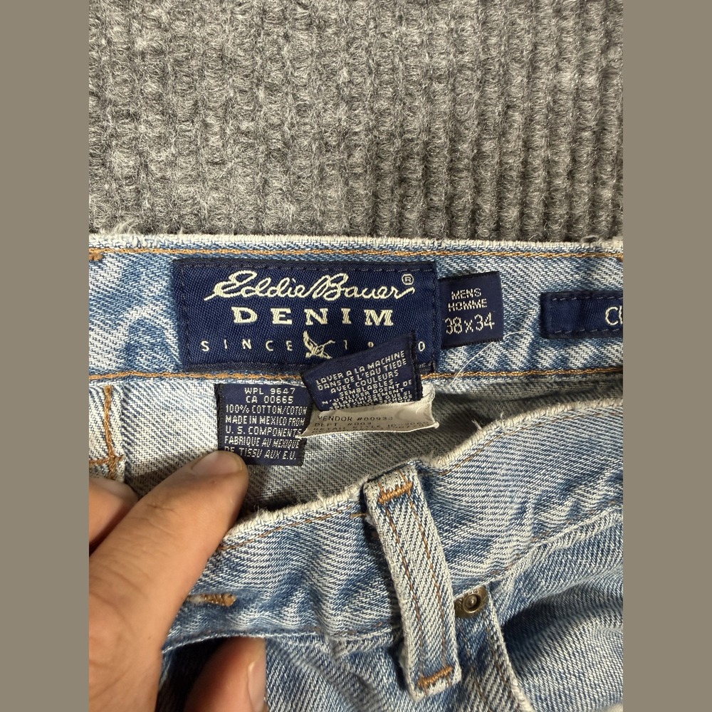 Eddie Bauer Denim Classic Fit Light Wash Jeans Mens 38x34 Light Blue Cotton - Picture 8 of 12